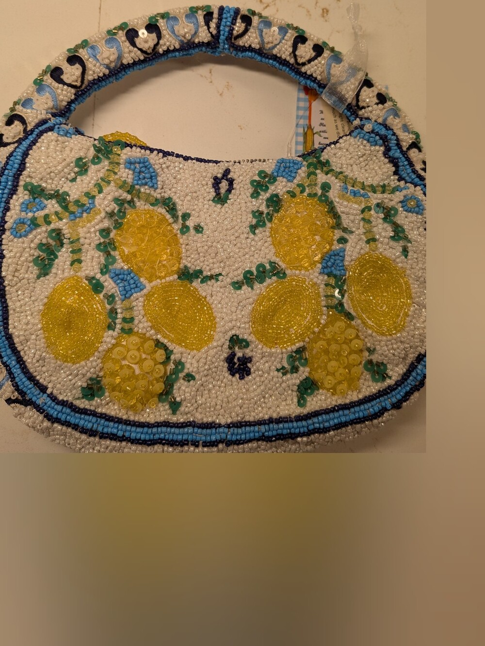 Handcrafted In India Beaded Lemon Mini Bag - Picture 7 of 7
